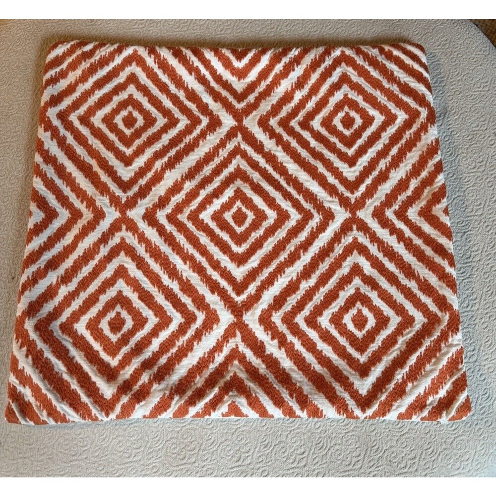 Pottery Barn Orange Geometric  pillow cover 20” X 20” decorative Square Zip